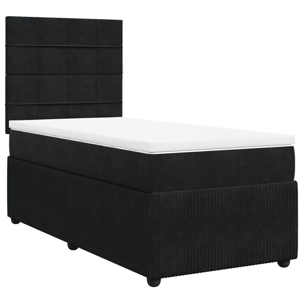 Boxspring met matras fluweel zwart 90x200 cm is nu te koop bij PeponiXL, paradijselijk wonen!