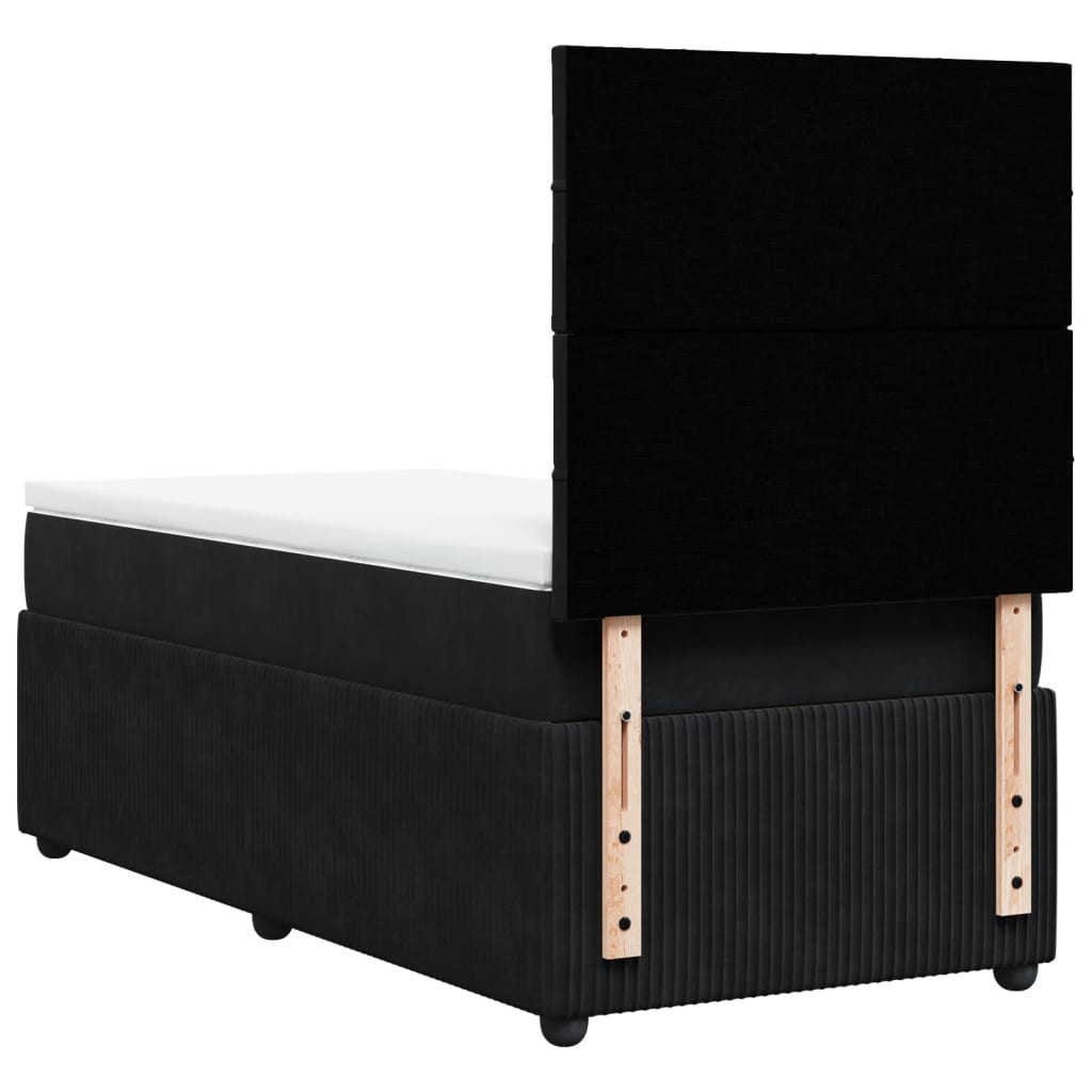 Boxspring met matras fluweel zwart 90x200 cm is nu te koop bij PeponiXL, paradijselijk wonen!
