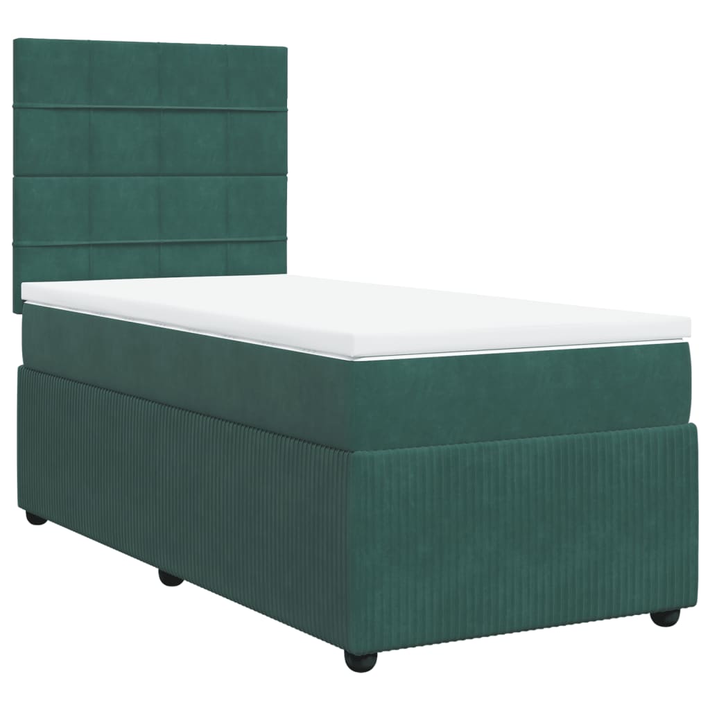 Boxspring met matras fluweel donkergroen 90x200 cm is nu te koop bij PeponiXL, paradijselijk wonen!