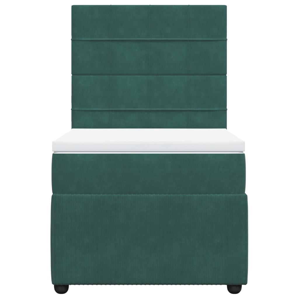 Boxspring met matras fluweel donkergroen 90x200 cm is nu te koop bij PeponiXL, paradijselijk wonen!