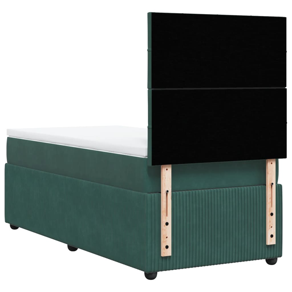 Boxspring met matras fluweel donkergroen 90x200 cm is nu te koop bij PeponiXL, paradijselijk wonen!
