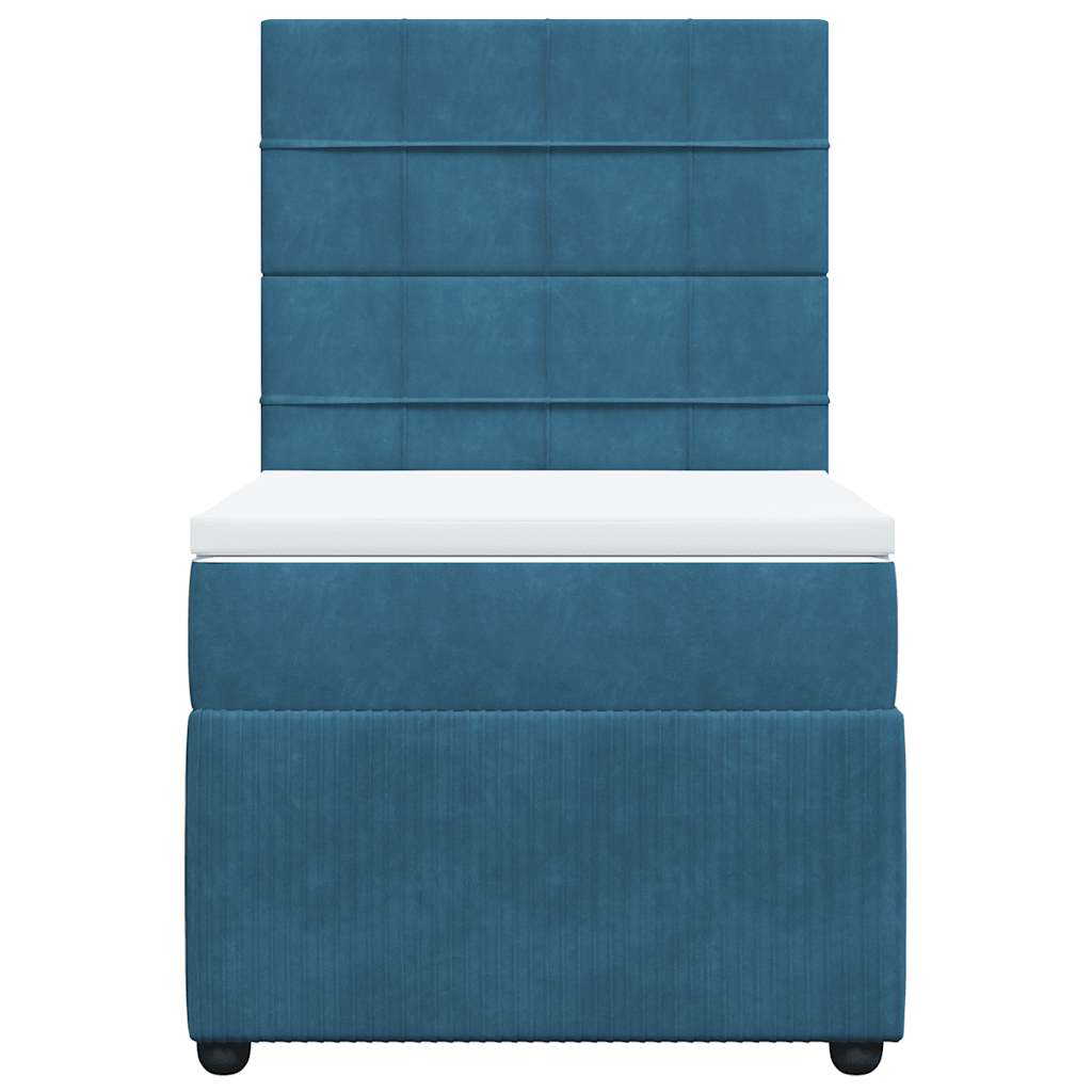 Boxspring met matras fluweel donkerblauw 90x200 cm is nu te koop bij PeponiXL, paradijselijk wonen!