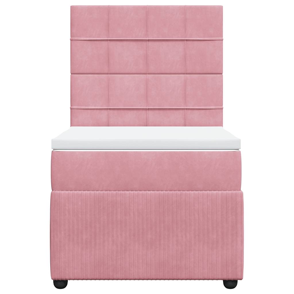 Boxspring met matras fluweel roze 90x200 cm is nu te koop bij PeponiXL, paradijselijk wonen!