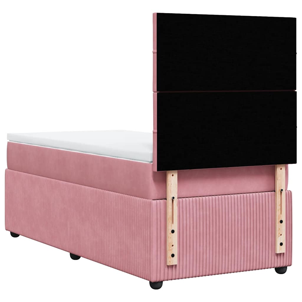 Boxspring met matras fluweel roze 90x200 cm is nu te koop bij PeponiXL, paradijselijk wonen!