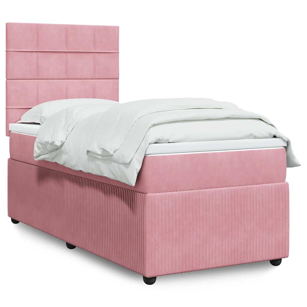 Boxspring met matras fluweel roze 90x200 cm is nu te koop bij PeponiXL, paradijselijk wonen!
