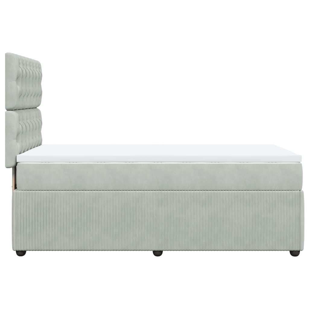 Boxspring met matras fluweel lichtgrijs 90x200 cm is nu te koop bij PeponiXL, paradijselijk wonen!
