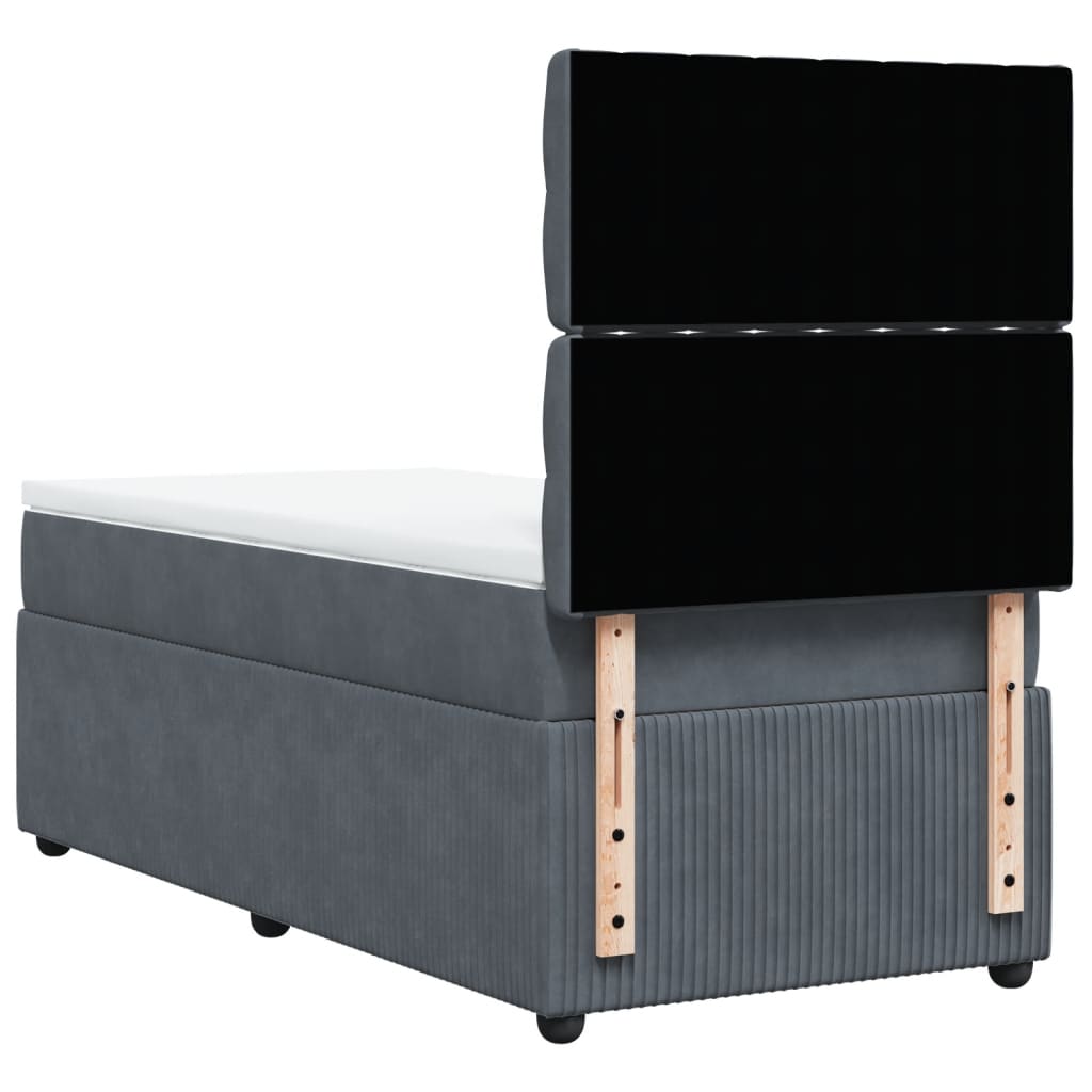 Boxspring met matras fluweel donkergrijs 90x200 cm is nu te koop bij PeponiXL, paradijselijk wonen!