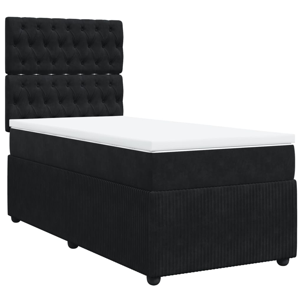 Boxspring met matras fluweel zwart 90x200 cm is nu te koop bij PeponiXL, paradijselijk wonen!