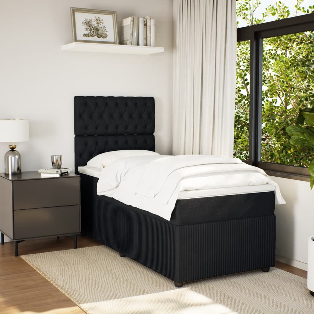 Boxspring met matras fluweel zwart 90x200 cm is nu te koop bij PeponiXL, paradijselijk wonen!
