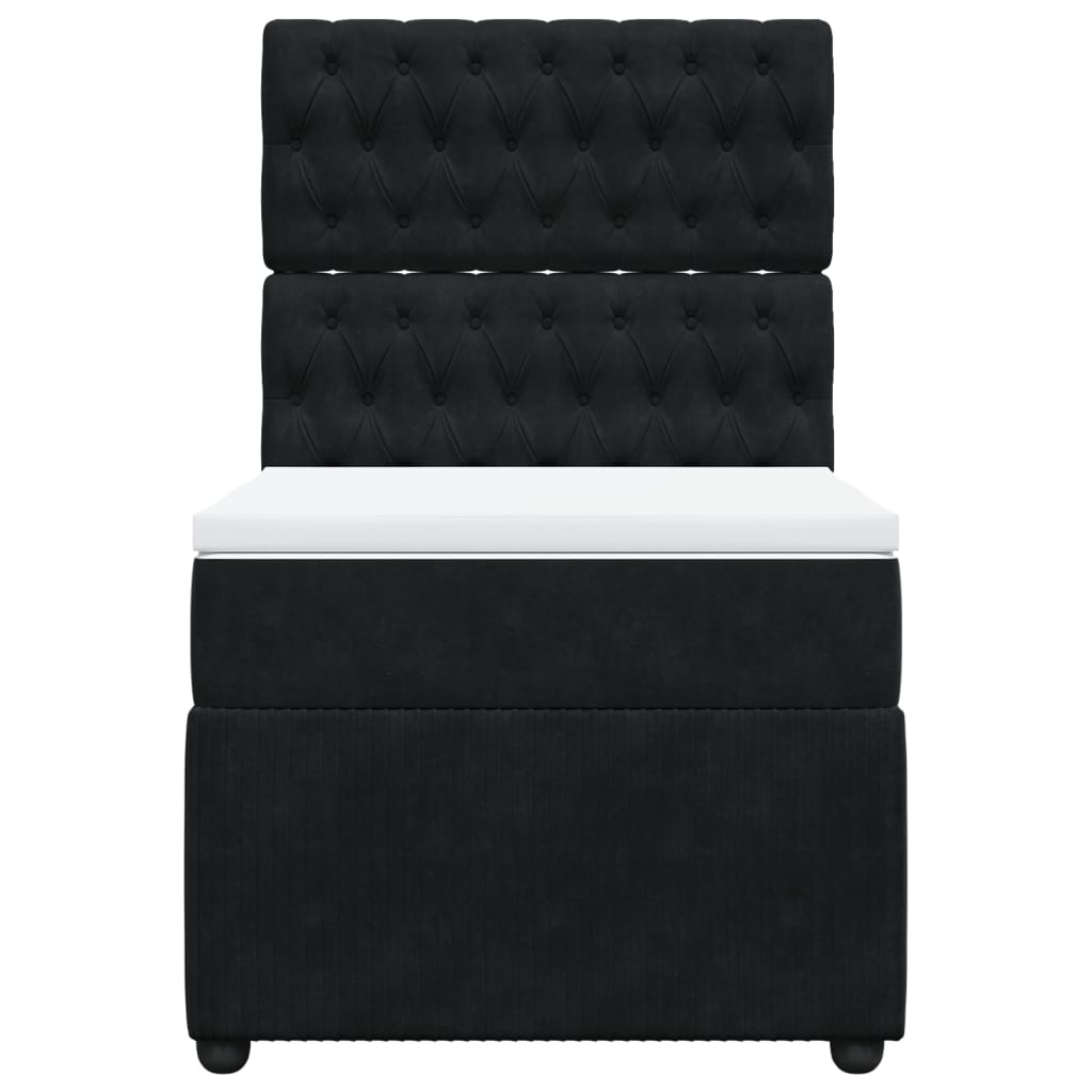 Boxspring met matras fluweel zwart 90x200 cm is nu te koop bij PeponiXL, paradijselijk wonen!