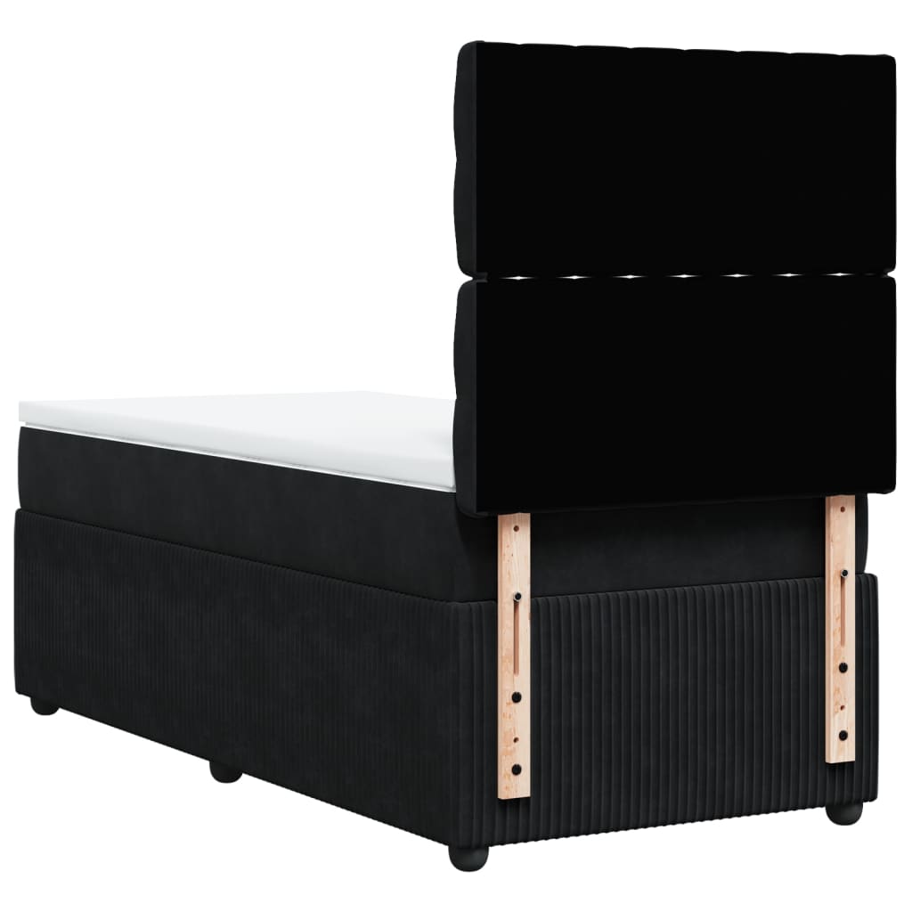 Boxspring met matras fluweel zwart 90x200 cm is nu te koop bij PeponiXL, paradijselijk wonen!
