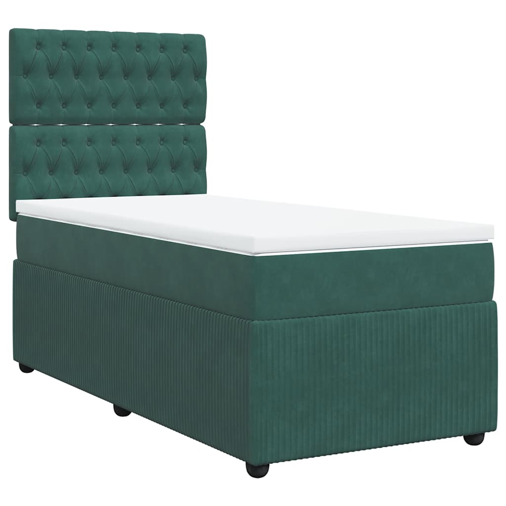 Boxspring met matras fluweel donkergroen 90x200 cm is nu te koop bij PeponiXL, paradijselijk wonen!