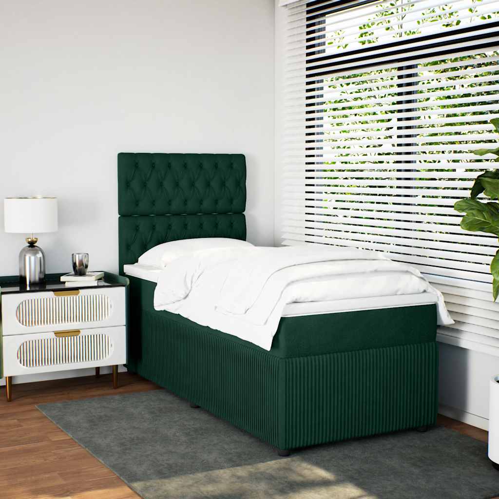 Boxspring met matras fluweel donkergroen 90x200 cm is nu te koop bij PeponiXL, paradijselijk wonen!