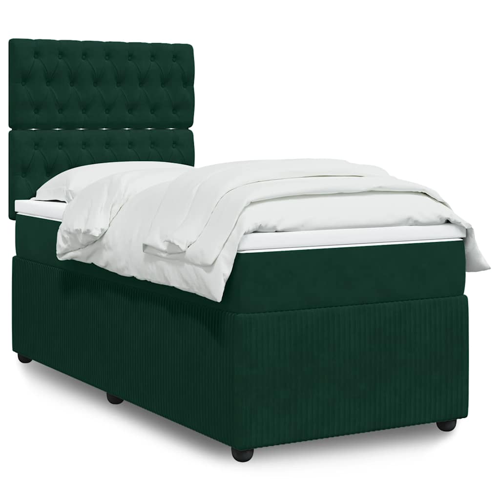 Boxspring met matras fluweel donkergroen 90x200 cm is nu te koop bij PeponiXL, paradijselijk wonen!