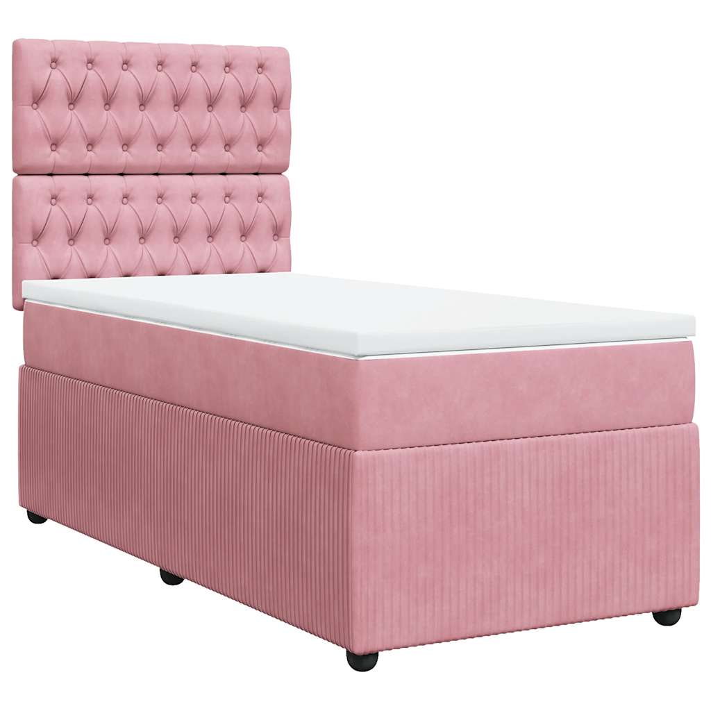 Boxspring met matras fluweel roze 90x200 cm is nu te koop bij PeponiXL, paradijselijk wonen!