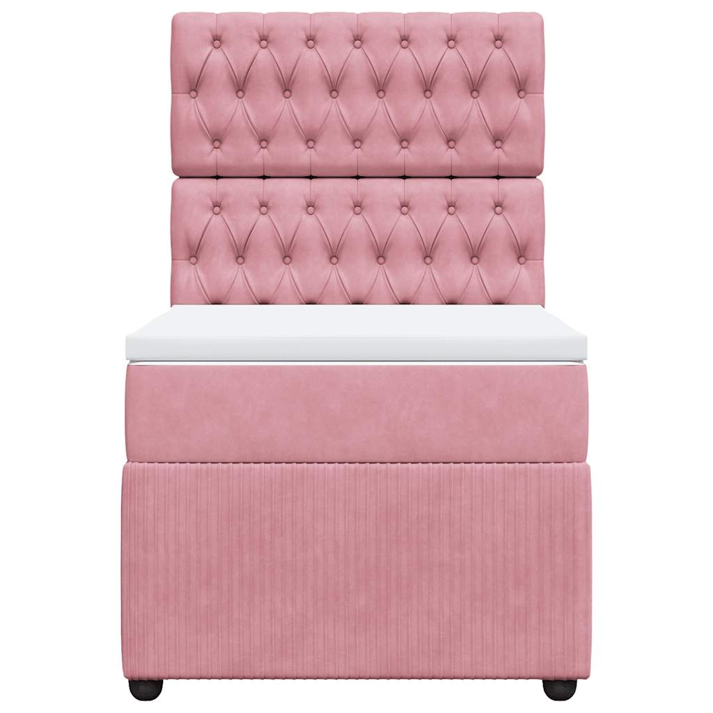 Boxspring met matras fluweel roze 90x200 cm is nu te koop bij PeponiXL, paradijselijk wonen!