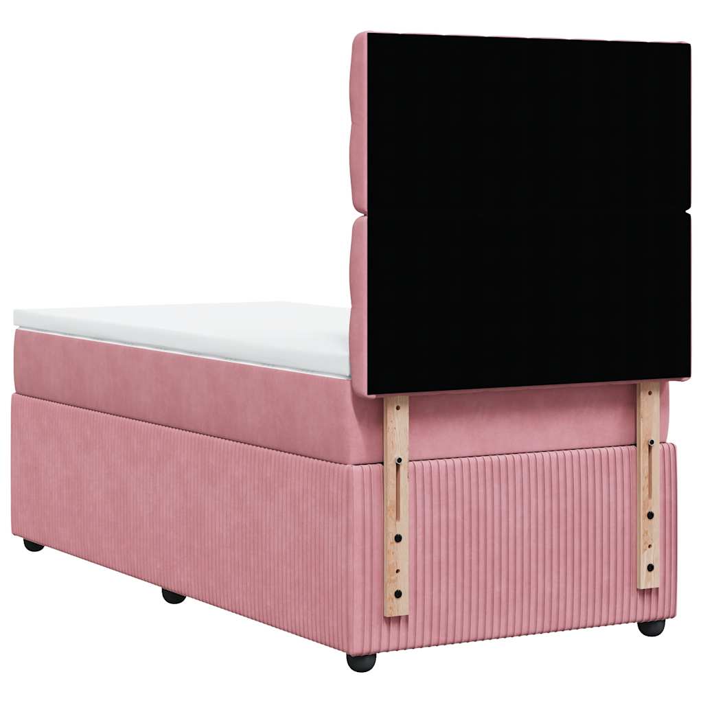 Boxspring met matras fluweel roze 90x200 cm is nu te koop bij PeponiXL, paradijselijk wonen!