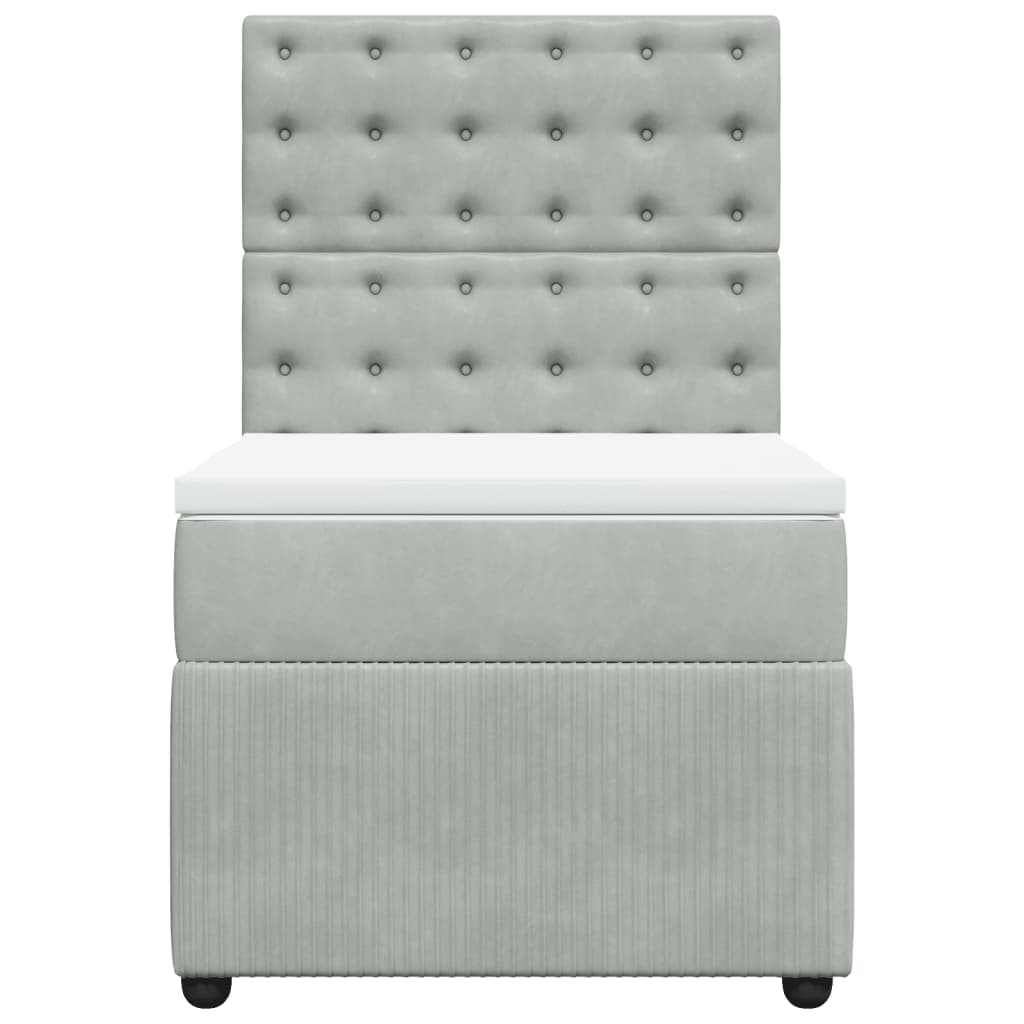 Boxspring met matras fluweel lichtgrijs 90x200 cm is nu te koop bij PeponiXL, paradijselijk wonen!