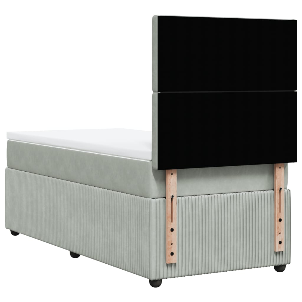 Boxspring met matras fluweel lichtgrijs 90x200 cm is nu te koop bij PeponiXL, paradijselijk wonen!