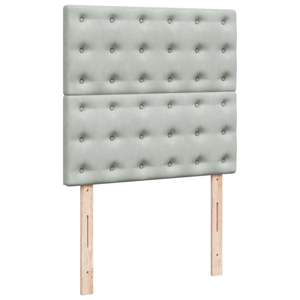 Boxspring met matras fluweel lichtgrijs 90x200 cm is nu te koop bij PeponiXL, paradijselijk wonen!