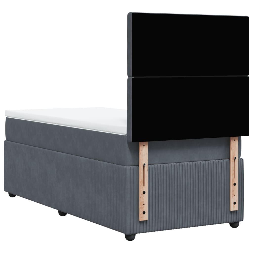 Boxspring met matras fluweel donkergrijs 90x200 cm is nu te koop bij PeponiXL, paradijselijk wonen!
