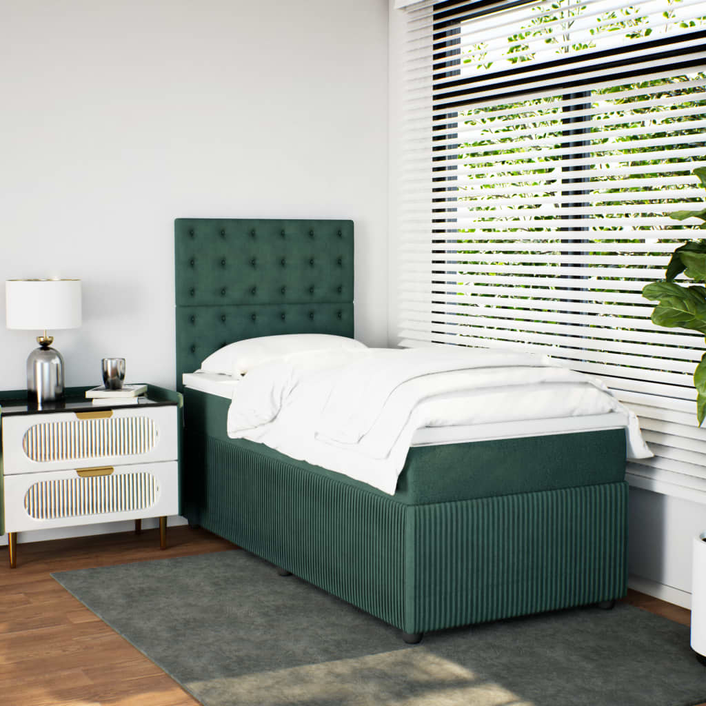 Boxspring met matras fluweel donkergroen 90x200 cm is nu te koop bij PeponiXL, paradijselijk wonen!