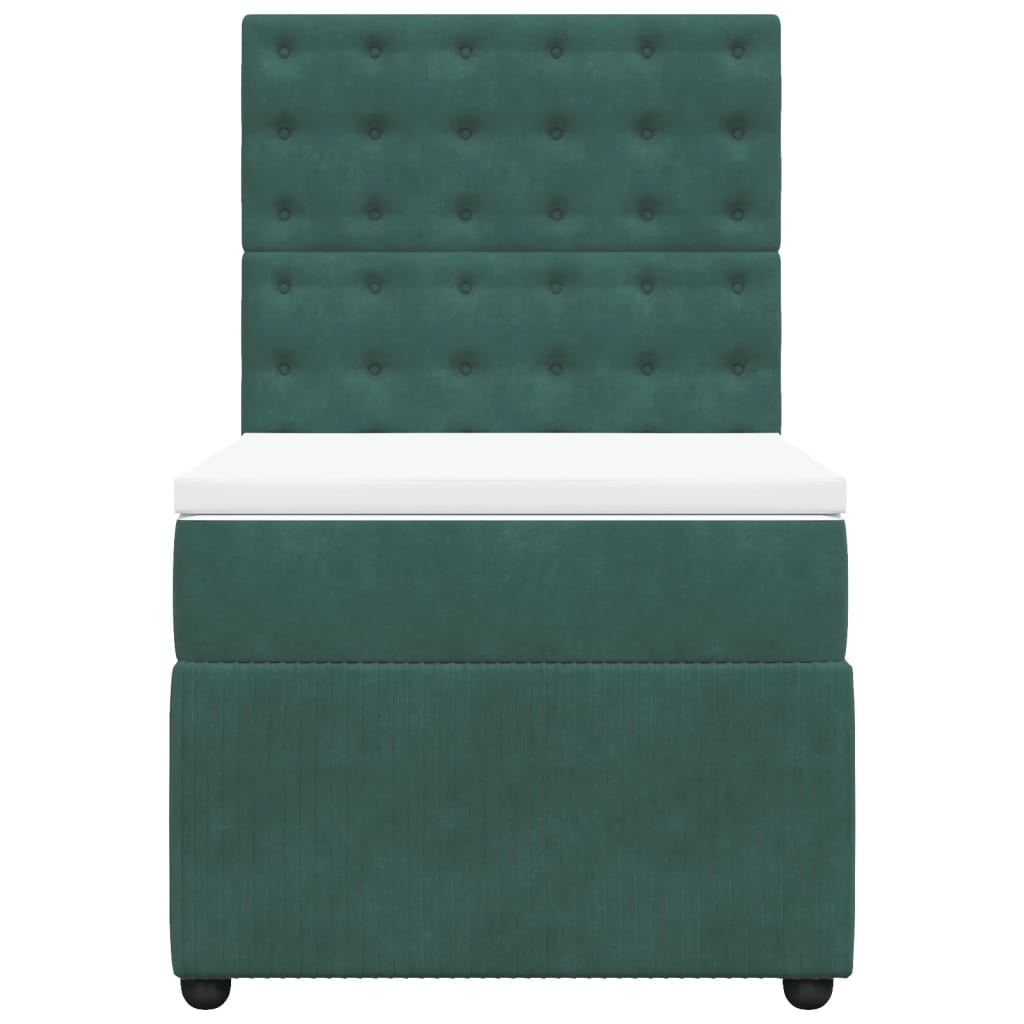 Boxspring met matras fluweel donkergroen 90x200 cm is nu te koop bij PeponiXL, paradijselijk wonen!