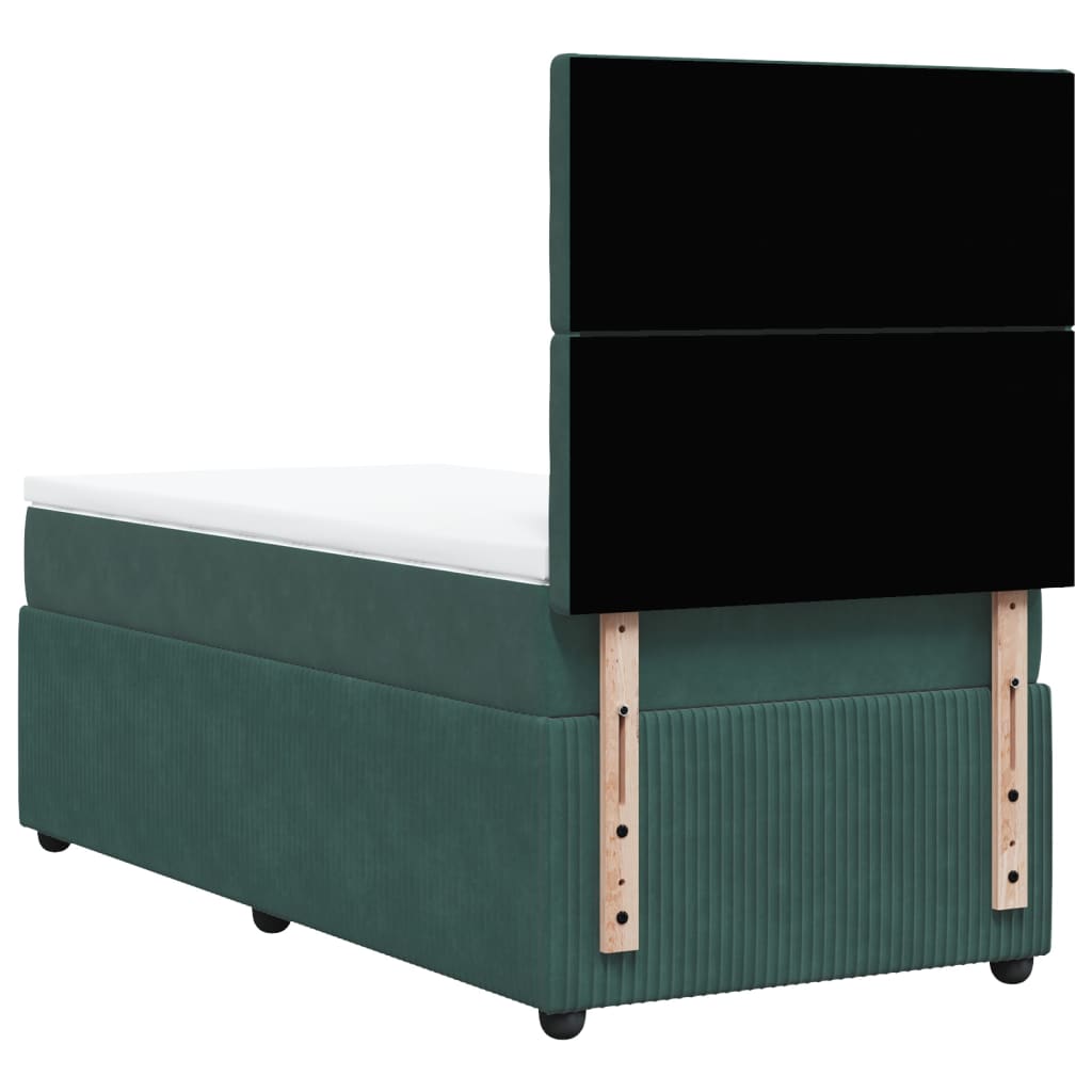 Boxspring met matras fluweel donkergroen 90x200 cm is nu te koop bij PeponiXL, paradijselijk wonen!