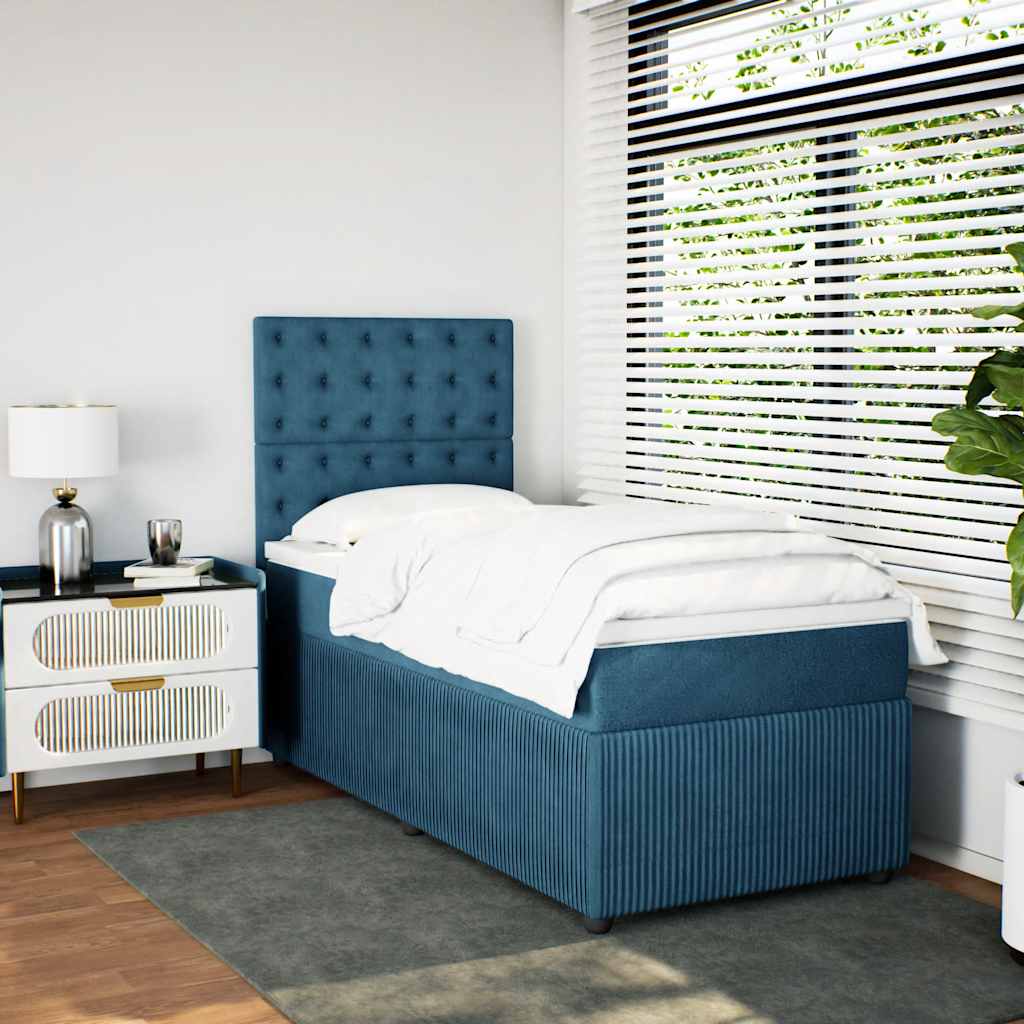 Boxspring met matras fluweel donkerblauw 90x200 cm is nu te koop bij PeponiXL, paradijselijk wonen!