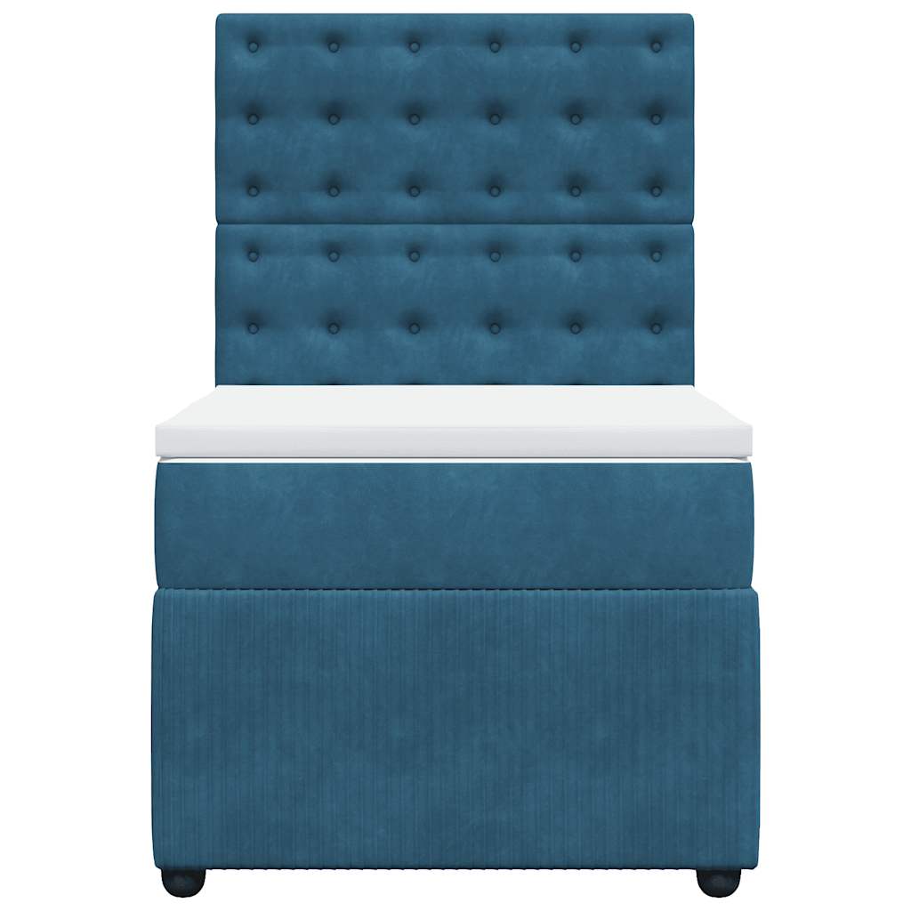 Boxspring met matras fluweel donkerblauw 90x200 cm is nu te koop bij PeponiXL, paradijselijk wonen!