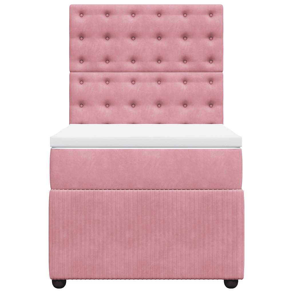 Boxspring met matras fluweel roze 90x200 cm is nu te koop bij PeponiXL, paradijselijk wonen!