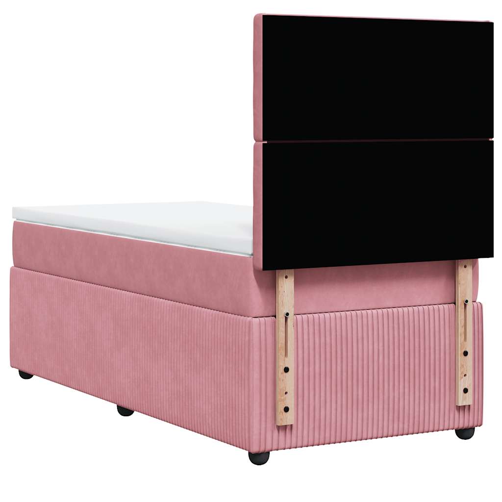 Boxspring met matras fluweel roze 90x200 cm is nu te koop bij PeponiXL, paradijselijk wonen!
