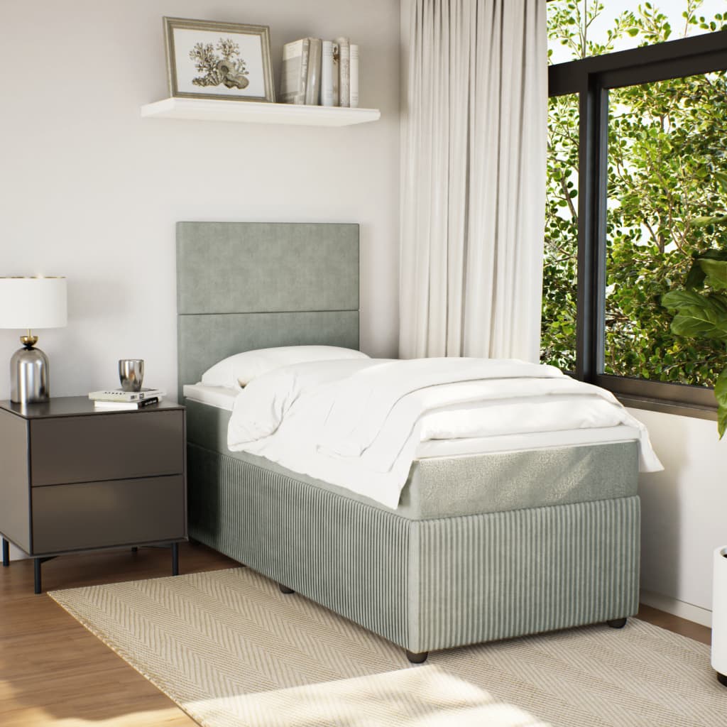 Boxspring met matras fluweel lichtgrijs 100x200 cm is nu te koop bij PeponiXL, paradijselijk wonen!