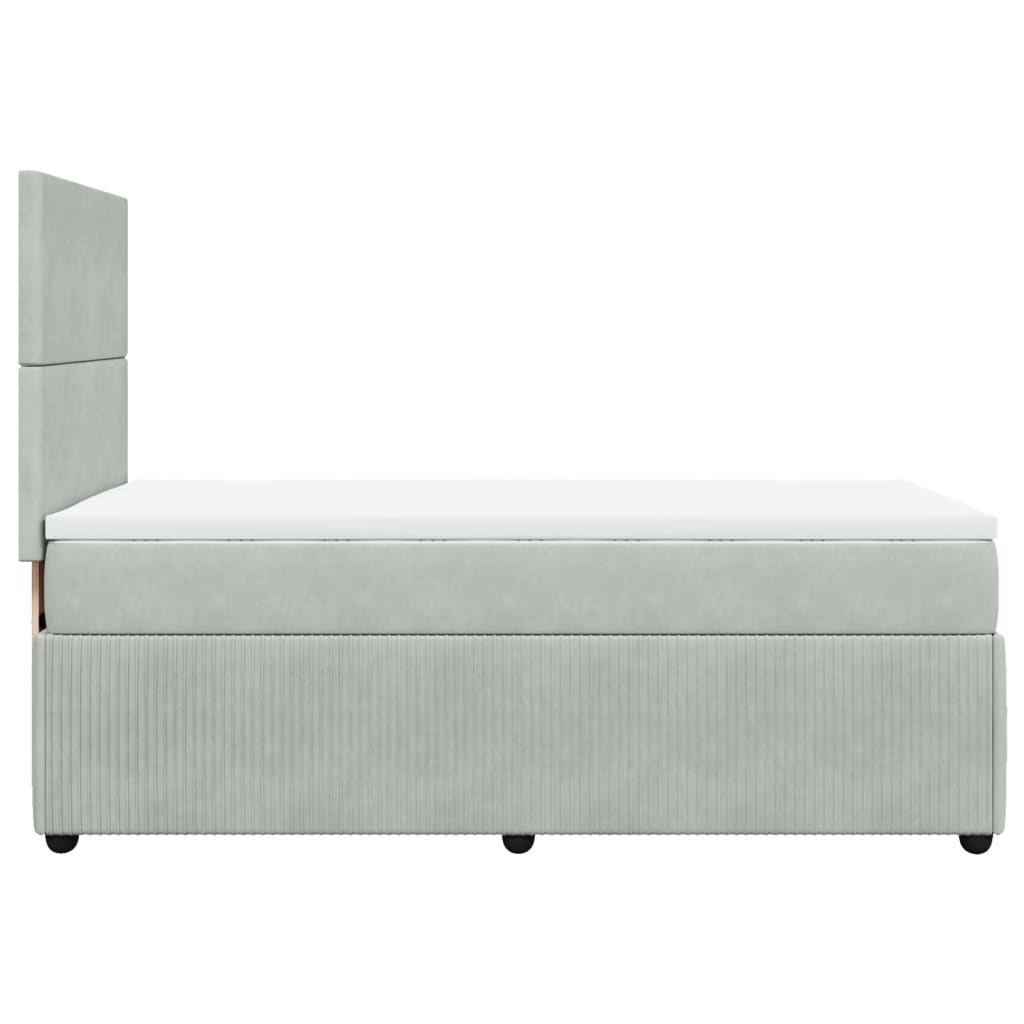 Boxspring met matras fluweel lichtgrijs 100x200 cm is nu te koop bij PeponiXL, paradijselijk wonen!