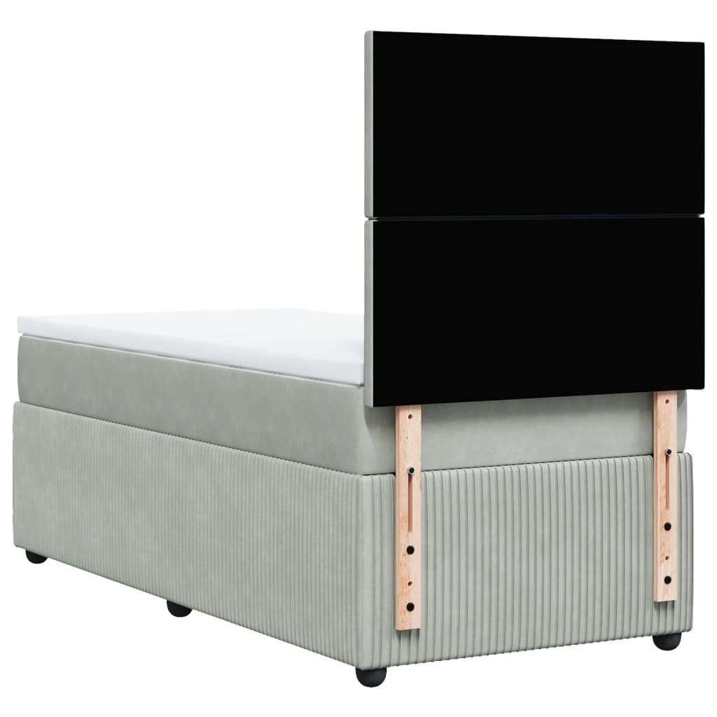 Boxspring met matras fluweel lichtgrijs 100x200 cm is nu te koop bij PeponiXL, paradijselijk wonen!