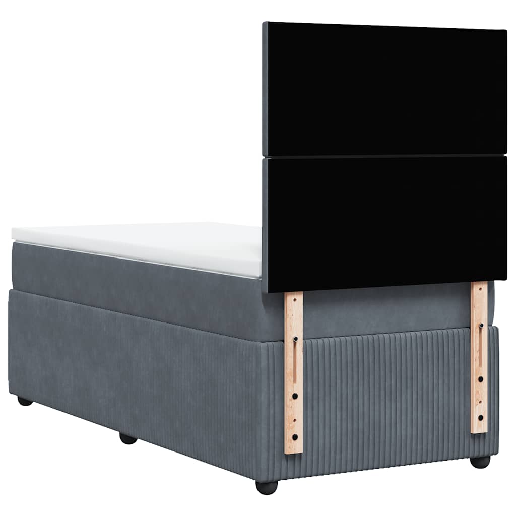 Boxspring met matras fluweel donkergrijs 100x200 cm is nu te koop bij PeponiXL, paradijselijk wonen!
