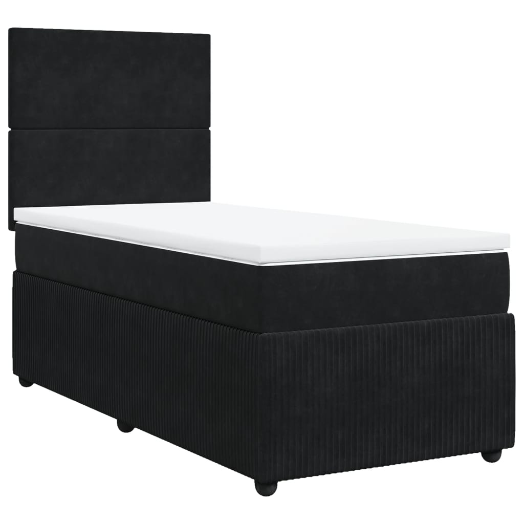 Boxspring met matras fluweel zwart 100x200 cm is nu te koop bij PeponiXL, paradijselijk wonen!