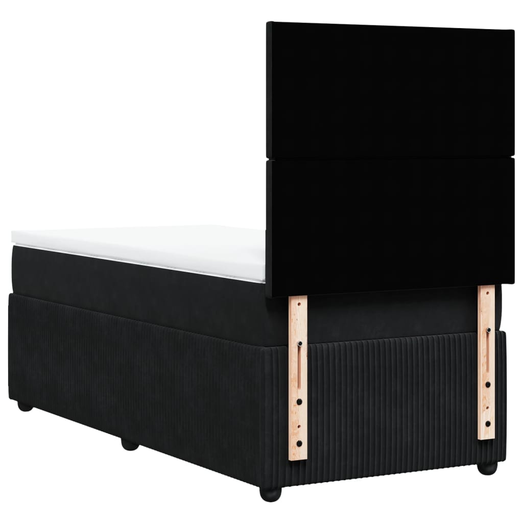 Boxspring met matras fluweel zwart 100x200 cm is nu te koop bij PeponiXL, paradijselijk wonen!