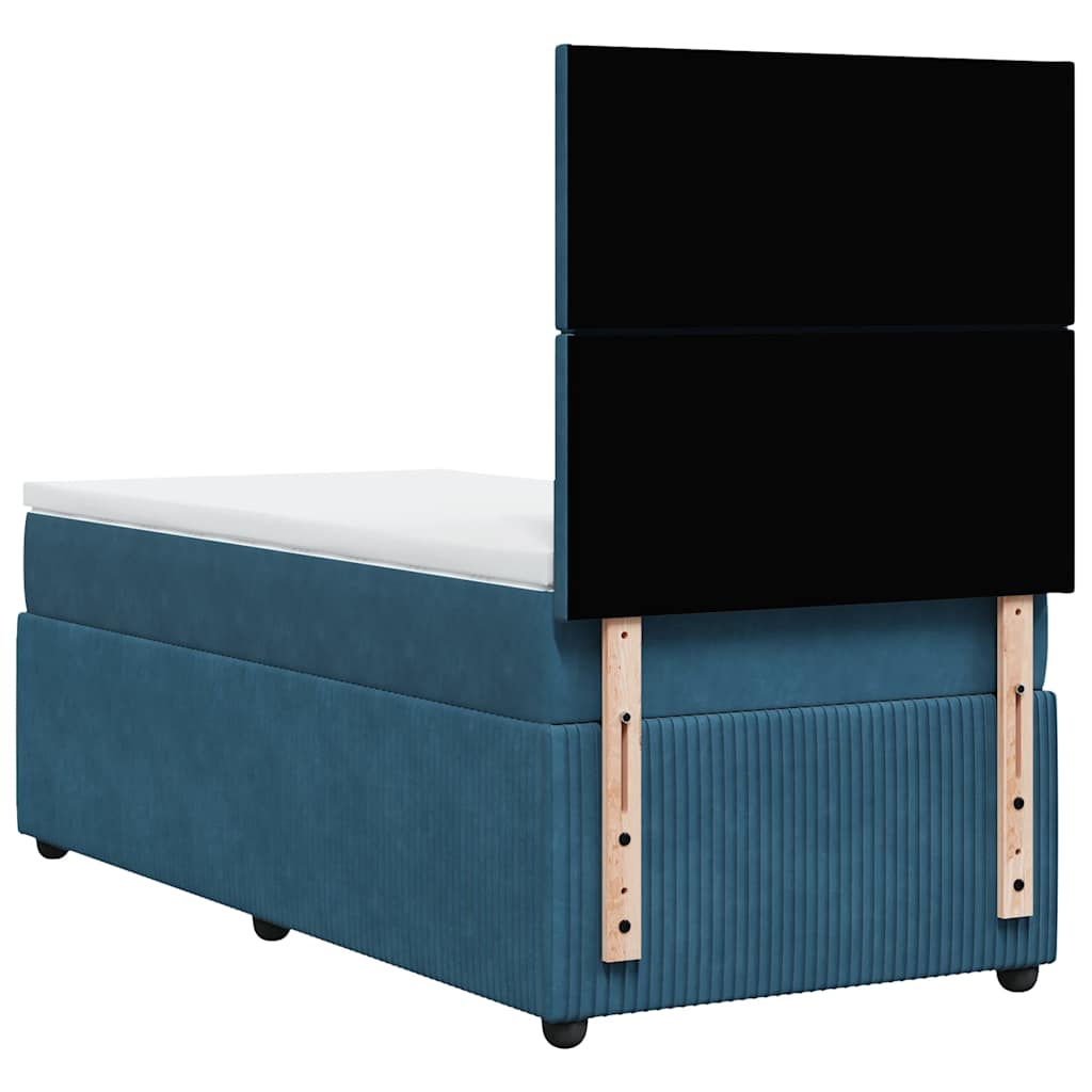Boxspring met matras fluweel donkerblauw 100x200 cm is nu te koop bij PeponiXL, paradijselijk wonen!
