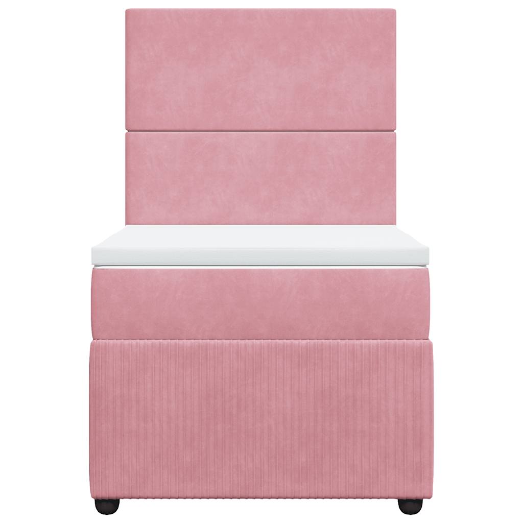 Boxspring met matras fluweel roze 100x200 cm is nu te koop bij PeponiXL, paradijselijk wonen!