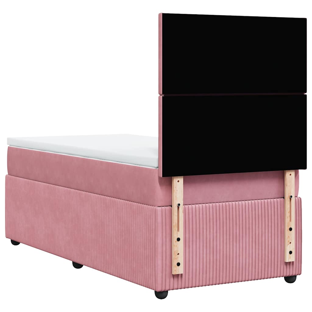 Boxspring met matras fluweel roze 100x200 cm is nu te koop bij PeponiXL, paradijselijk wonen!