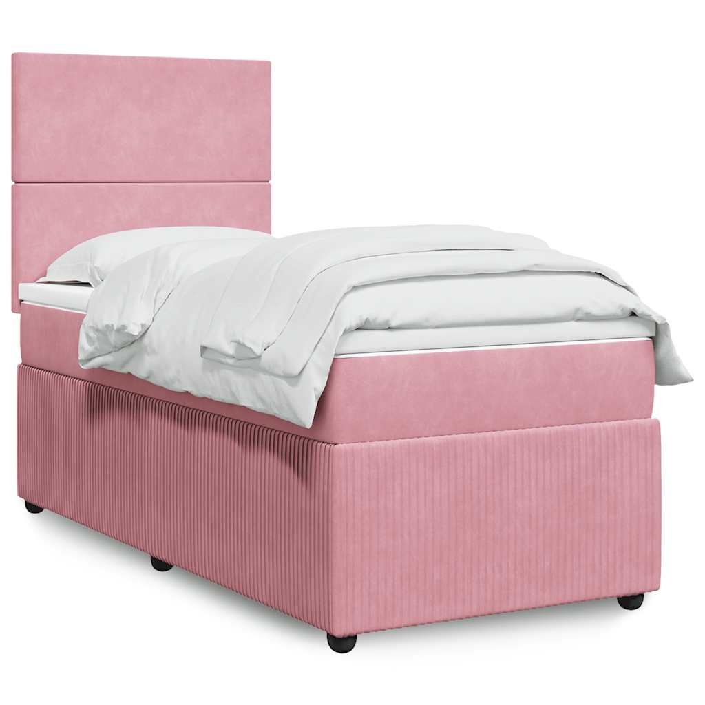 Boxspring met matras fluweel roze 100x200 cm is nu te koop bij PeponiXL, paradijselijk wonen!