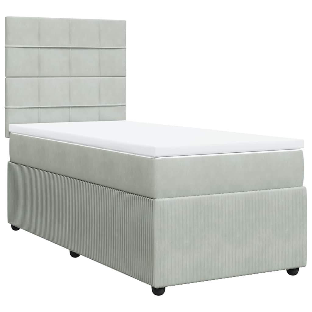 Boxspring met matras fluweel lichtgrijs 100x200 cm is nu te koop bij PeponiXL, paradijselijk wonen!