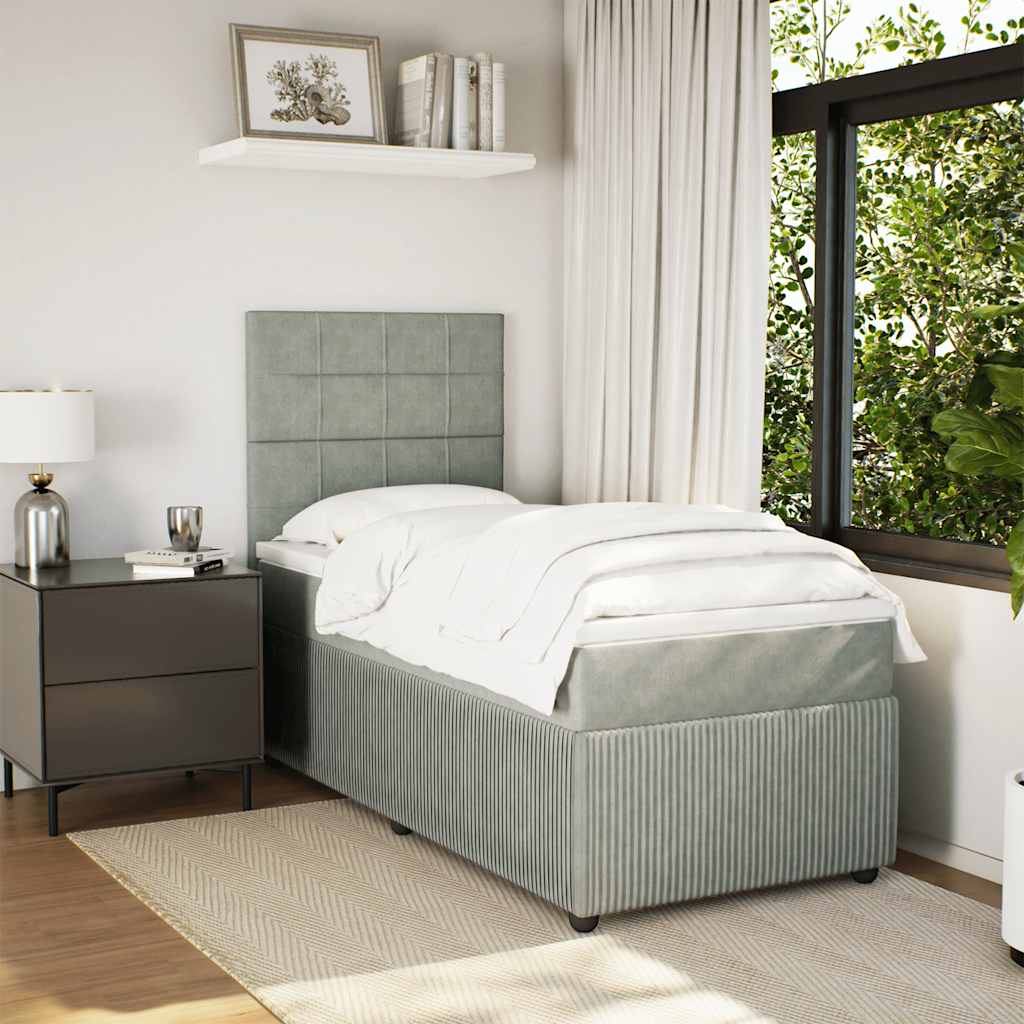 Boxspring met matras fluweel lichtgrijs 100x200 cm is nu te koop bij PeponiXL, paradijselijk wonen!