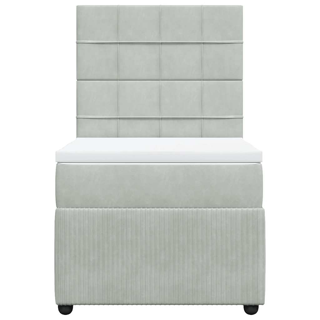 Boxspring met matras fluweel lichtgrijs 100x200 cm is nu te koop bij PeponiXL, paradijselijk wonen!