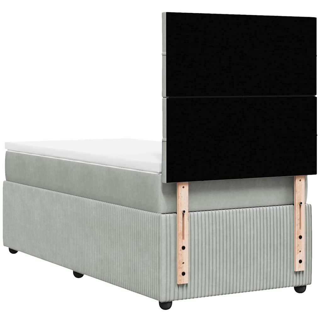 Boxspring met matras fluweel lichtgrijs 100x200 cm is nu te koop bij PeponiXL, paradijselijk wonen!