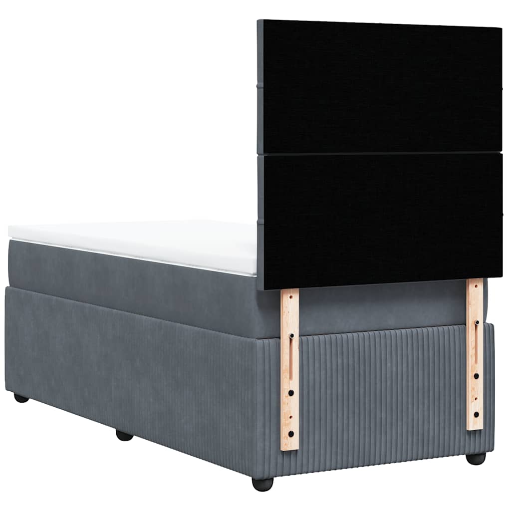 Boxspring met matras fluweel donkergrijs 100x200 cm is nu te koop bij PeponiXL, paradijselijk wonen!