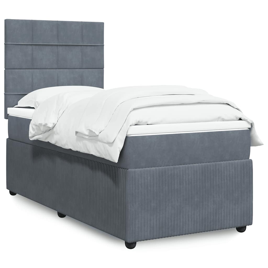 Boxspring met matras fluweel donkergrijs 100x200 cm is nu te koop bij PeponiXL, paradijselijk wonen!