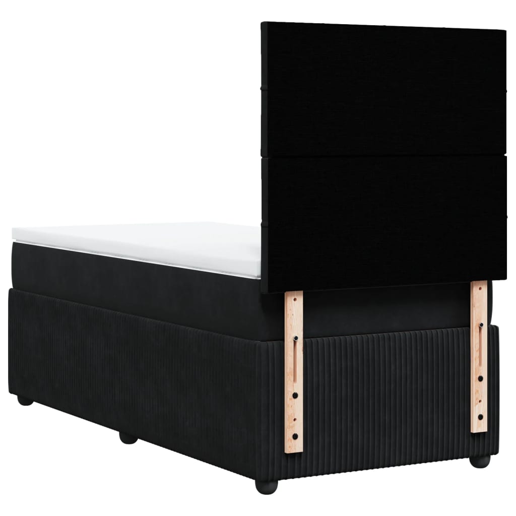 Boxspring met matras fluweel zwart 100x200 cm is nu te koop bij PeponiXL, paradijselijk wonen!