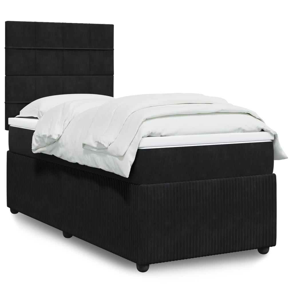 Boxspring met matras fluweel zwart 100x200 cm is nu te koop bij PeponiXL, paradijselijk wonen!